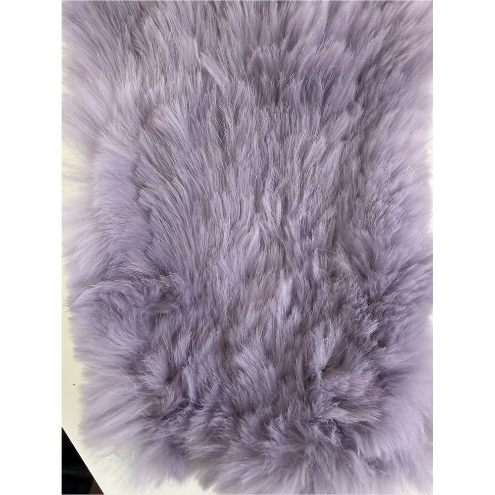 Adrienne Landau Lavender Purple 100% Genuine Rabbit Fur Scarf Plush Wrap - Picture 3 of 6